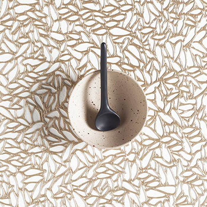 Petal Round Tabletop by Chilewich, showing closeup view of petal round tabletop in live shot.