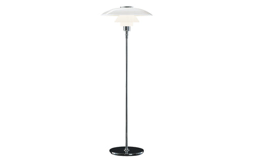 PH 4½-3½ Indoor Floor Lamp by Louis Poulsen - White Opal Glass/High Lustre Chrome Plated.