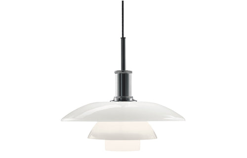 PH 4½-4 Indoor Glass Pendant Light by Louis Poulsen - High Lustre Chrome Plated/White Opal Glass.
