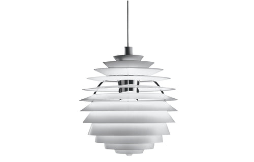 PH Louvre Indoor Pendant Light by by Louis Poulsen - White Wet Painted Aluminum/Chrome Plated.