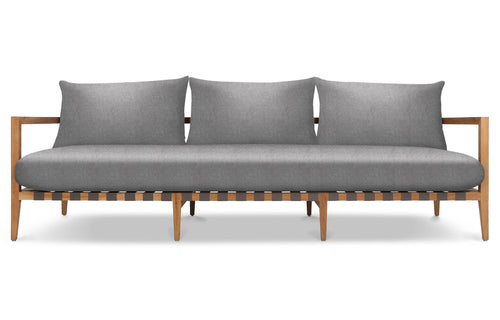 Pier Sofa by Harbour - 3-Seater, Natural Teak, Cloud Panama.