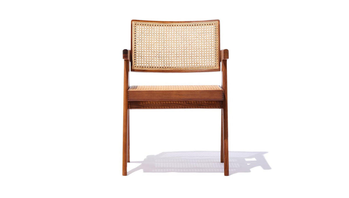 Pierre J Dining Arm Chair by SohoConcept, showing front view of pierre j dining arm chair