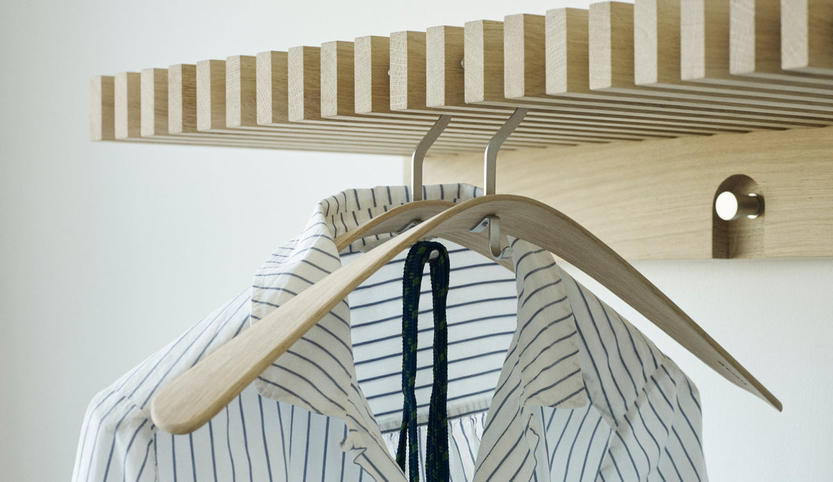 Pilot Coat Hanger by Skagerak, showing pilot coat hangers in live shot.