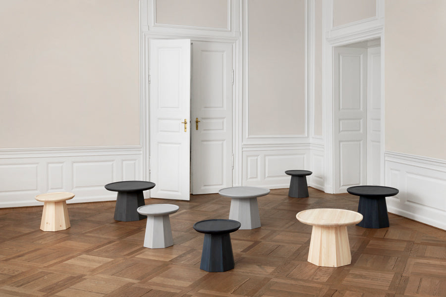 Pine Table by Normann Copenhagen, showing pine tables in live shot.