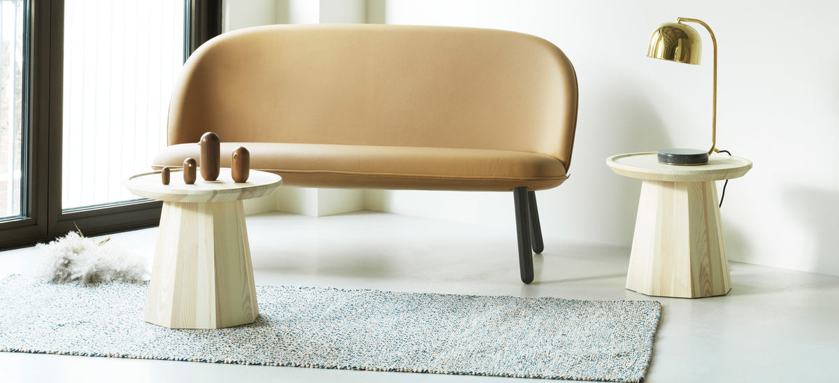 Pine Table by Normann Copenhagen, showing pine tables in live shot.