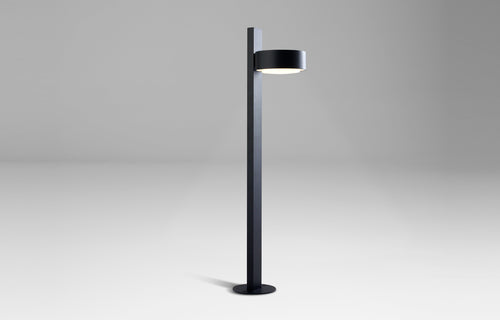 Plaff-On B IP65 Bollard Outdoor Light by Marset - Black Painted Metal/Opal Blown Glass Shade.