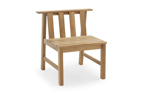 Plank Outdoor Chair by Skagerak, showing right angle view of plank outdoor chair.