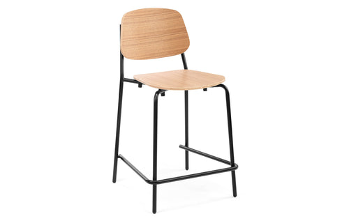 Platform Counte Stool by m.a.d. - Black Base with Natural Ash Seat.