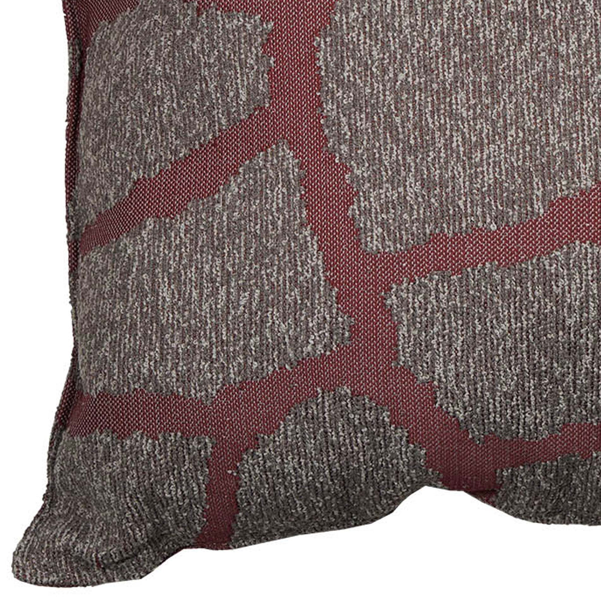 Play Scatter Cushion by Cane-Line, showing closeup view of play scatter cushion in brown/bordeaux pp cushion/20" x 20".