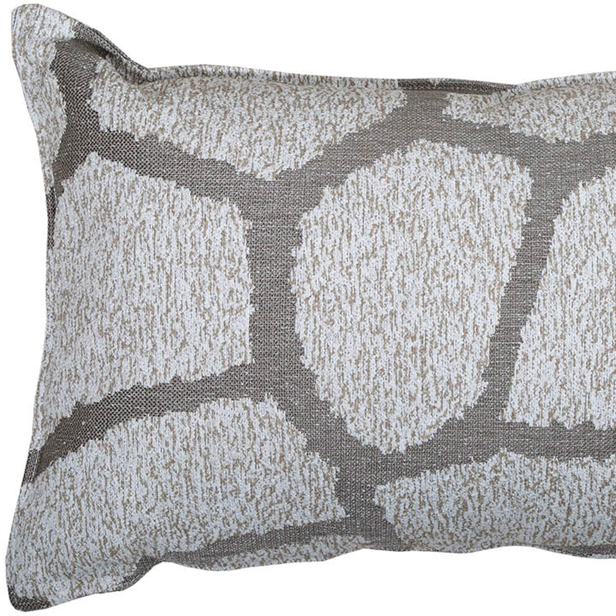 Play Scatter Cushion by Cane-Line, showing closeup view of play scatter cushion in white/grey pp cushion/13" x 21".