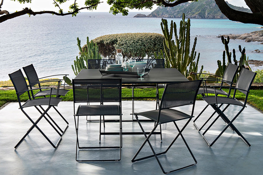 Plein Air Side Chair by Fermob, showing plein air side chair in live shot.