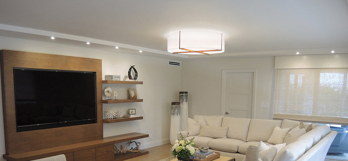 Plura 46" Flushmount by Cerno, showing plura 46" flushmount in live shot.