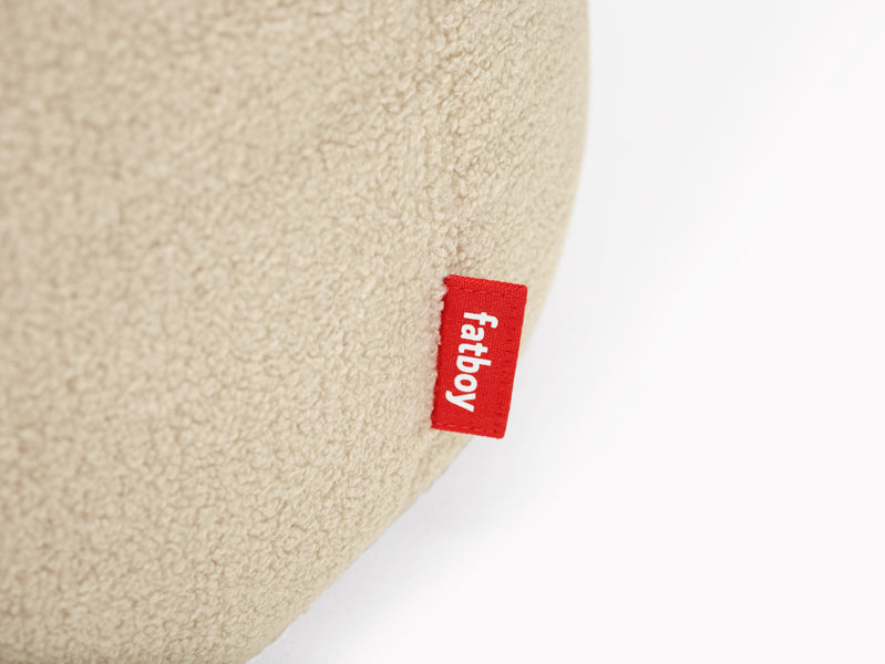 Point Large Sherpa Pouf by Fatboy, showing closeup view of point large sherpa pouf in live shot.