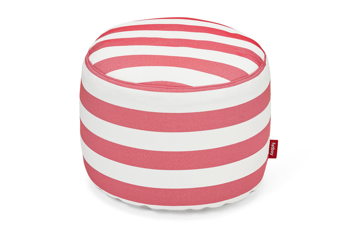 Point Outdoor Pouf/Ottoman by Fatboy - Red Stripe Olefin Fabric.
