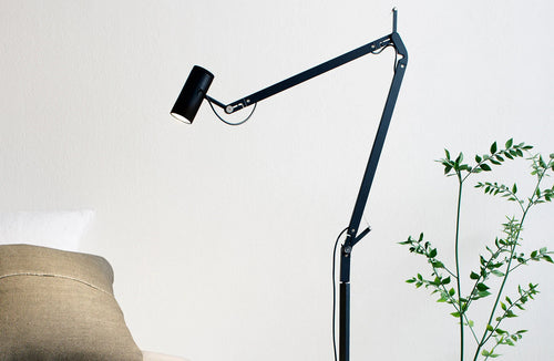 Polo Floor Lamp by Marset, showing closeup view of polo floor lamp in live shot.