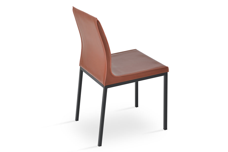 Polo Metal Dining Chair by SohoConcept, showing angle view of metal dining chair.