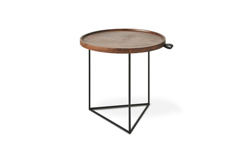 Porter End Table by Gus - Black Powdercoat/Walnut.