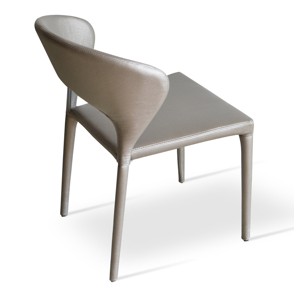 Prada Full Upholstered Stackable Chair by SohoConcept, showing back view of full upholstered stackable dining chair.