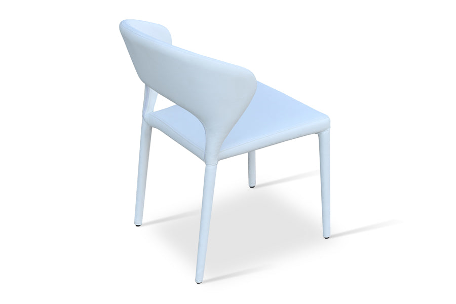 Prada Full Upholstered Stackable Chair by SohoConcept, shown in white ppm.