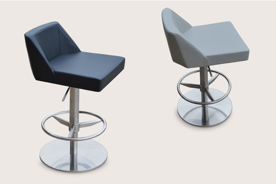 Prisma Piston Stool by sohoConcept, shown in white & black leatherette.