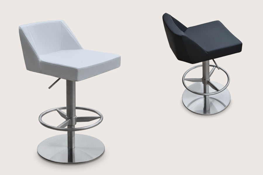 Prisma Piston Stool by sohoConcept, shown in black & light grey leatherette.