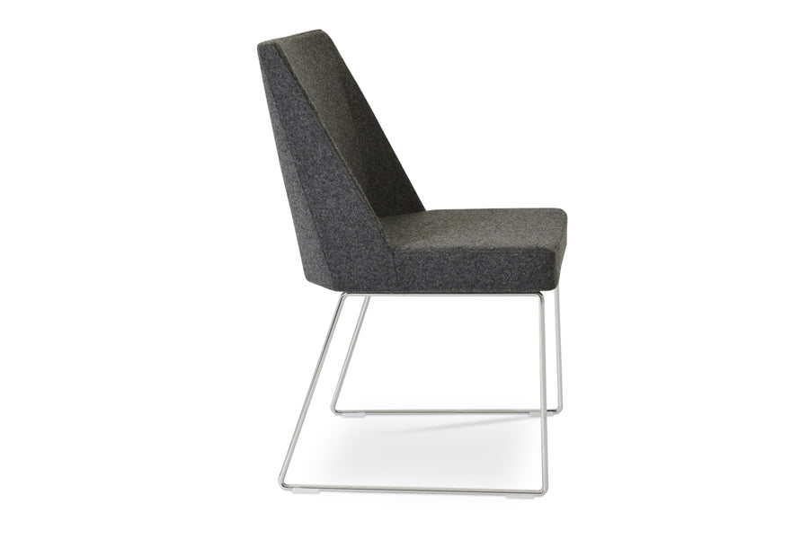 Prisma Sled Wire Chair by sohoConcept, shown in dark grey camira wool.