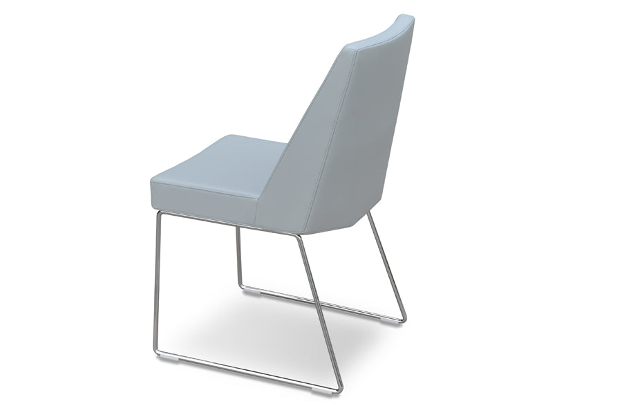 Prisma Sled Wire Chair by sohoConcept, shown in light grey leatherette.