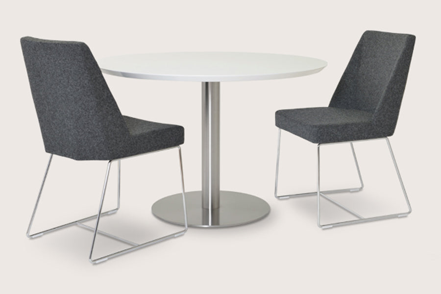 Prisma Sled Wire Chair by sohoConcept, shown in dark grey wool.