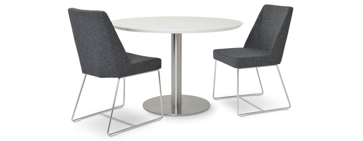 Prisma Sled Wire Chair by sohoConcept, shown in dark grey camira wool.