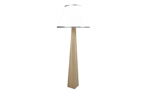 Pyramid Floor Lamp by Harbour - Batyline White/Natural Teak Wood.