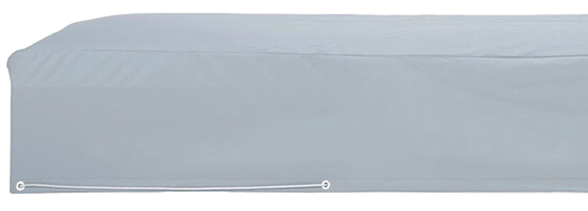 Raincover for Jack Outdoor Adjustable Lounger by Ethnicraft, showing closeup view of raincover for jack outdoor adjustable lounger in pu-coated textile.