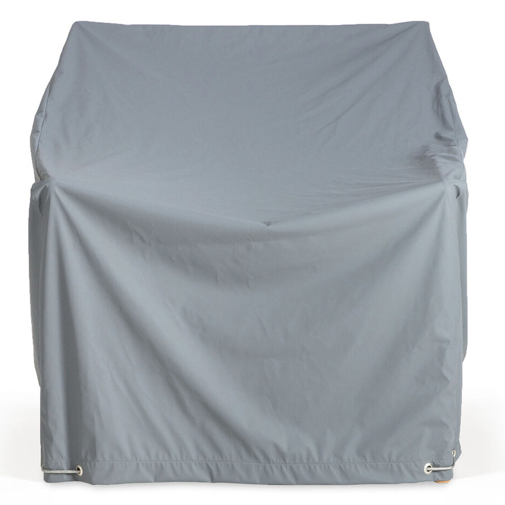 Raincover Jack Outdoor Sofa by Ethnicraft, showing front view of raincover jack outdoor sofa.