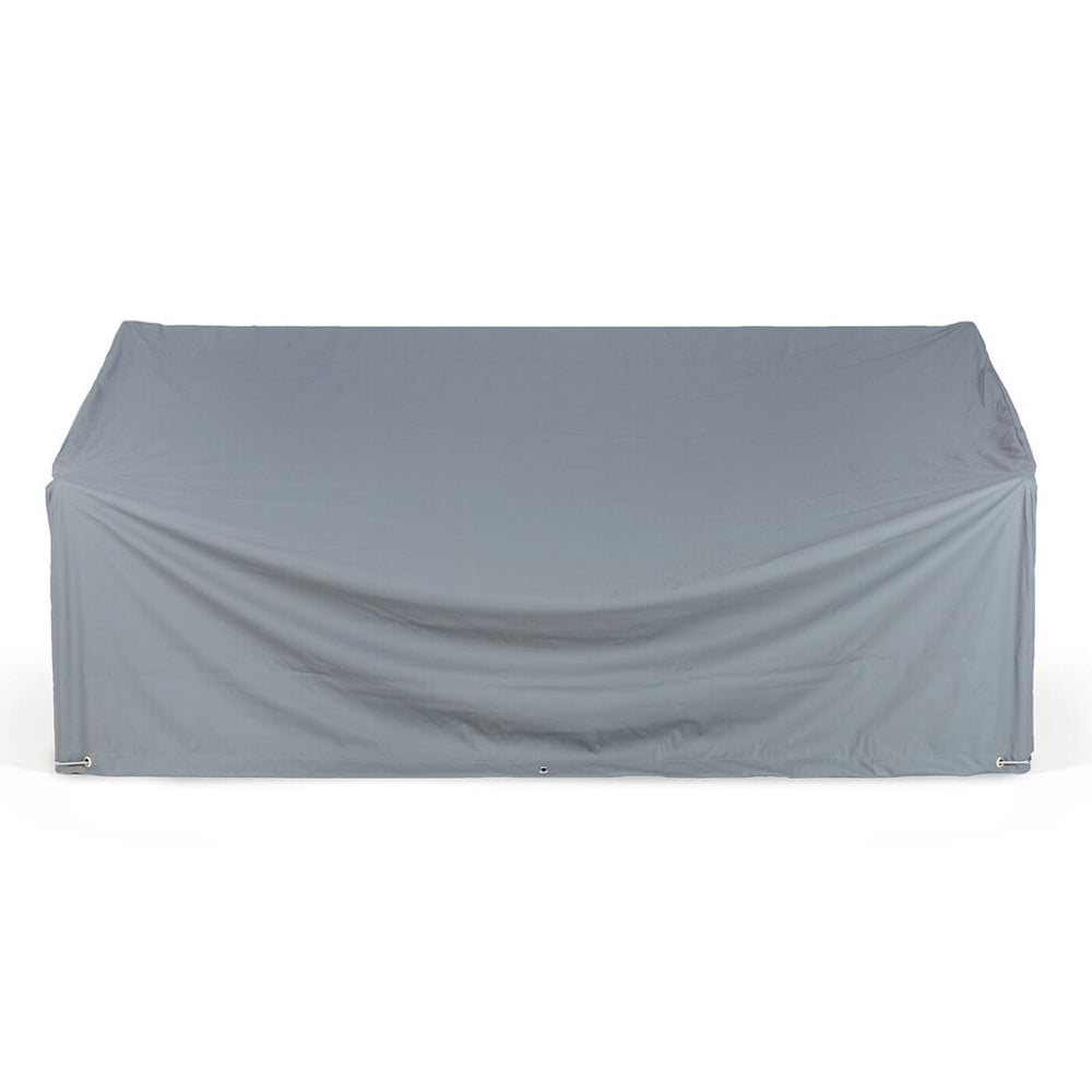 Raincover Jack Outdoor Sofa by Ethnicraft, showing front view of raincover jack outdoor sofa.