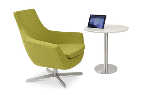 Rebecca 4 Star Armchair by sohoConcept, showing angle view of the chair with table.