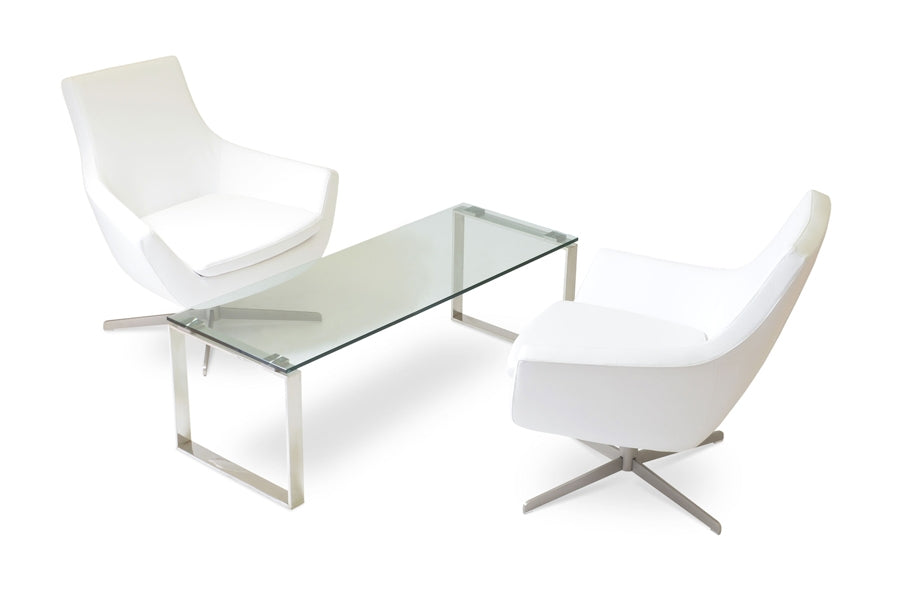 Rebecca 4 Star Armchair by sohoConcept, showing angle view of the chair with table.