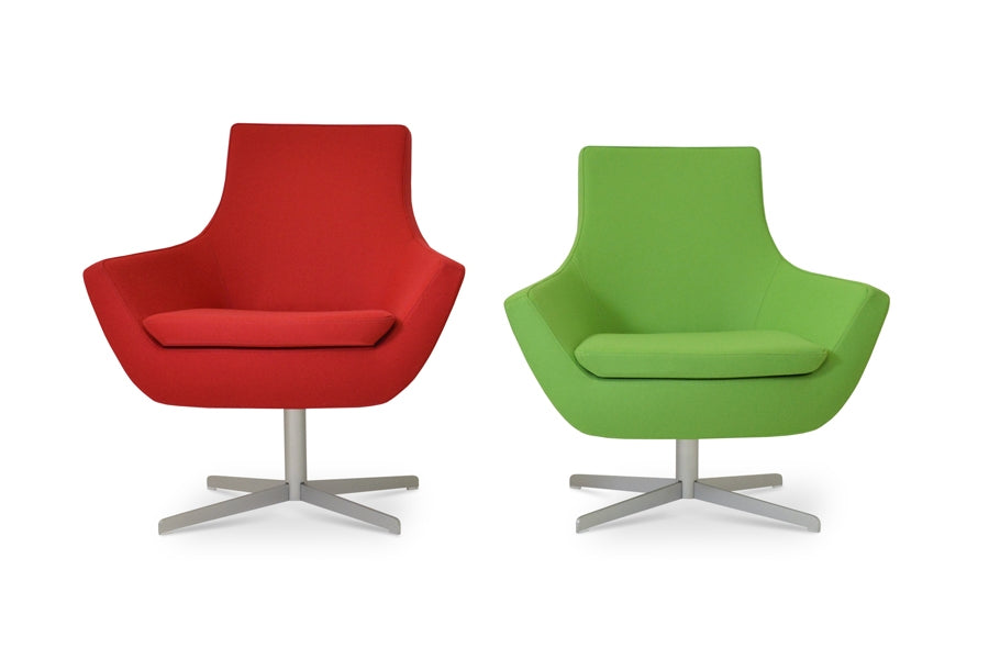 Rebecca 4 Star Armchair by sohoConcept, shown in pistachio & red camira wool.