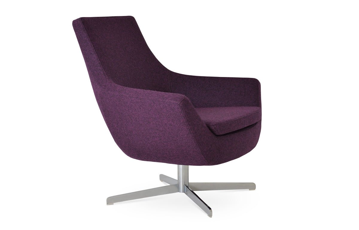 Rebecca 4 Star Armchair by SohoConcept - Chrome Plated Steel, Camira Blazer New Deep Maroon Wool