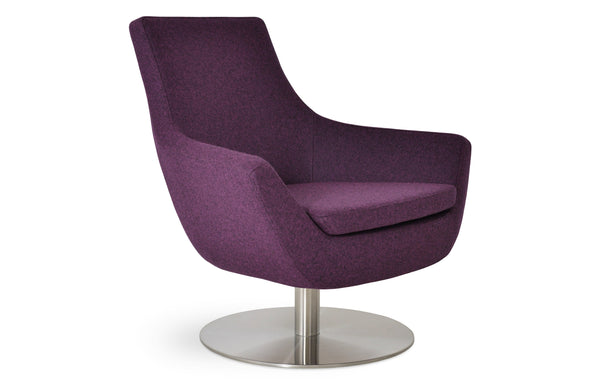 Rebecca Swivel Round Arm Chair by SohoConcept - Camira Blazer Deep Maroon Wool