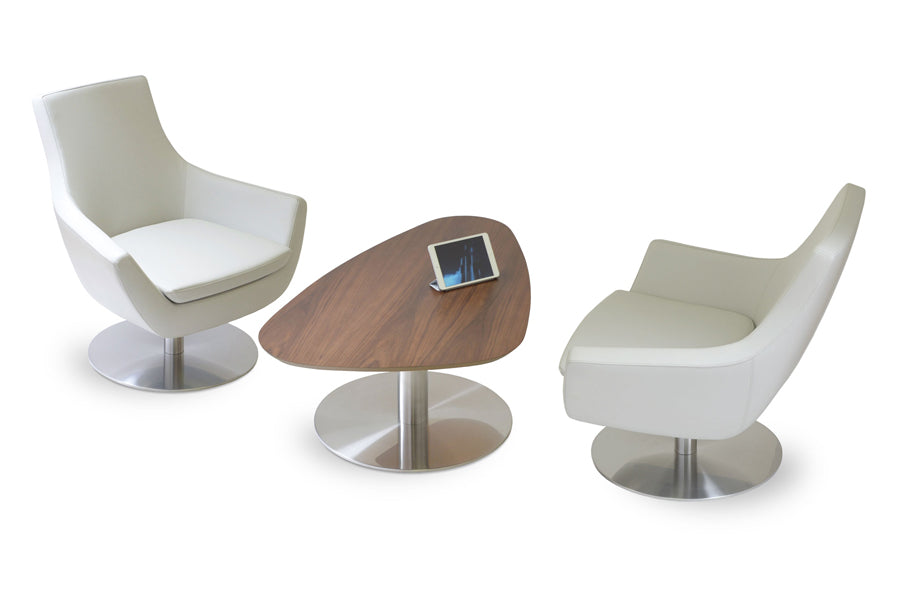Rebecca Swivel Round Arm Chair by SohoConcept, showing swivel round arm chairs with table.