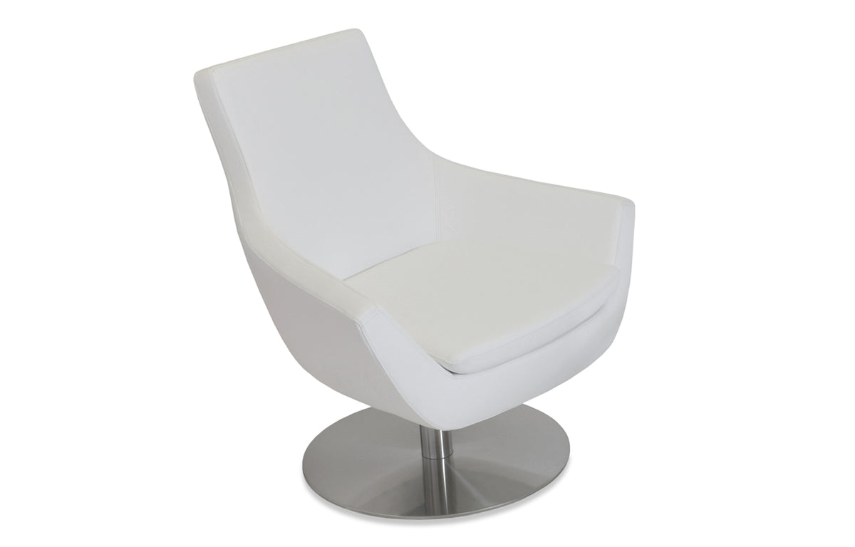 Rebecca Swivel Round Arm Chair by SohoConcept - White Leatherette