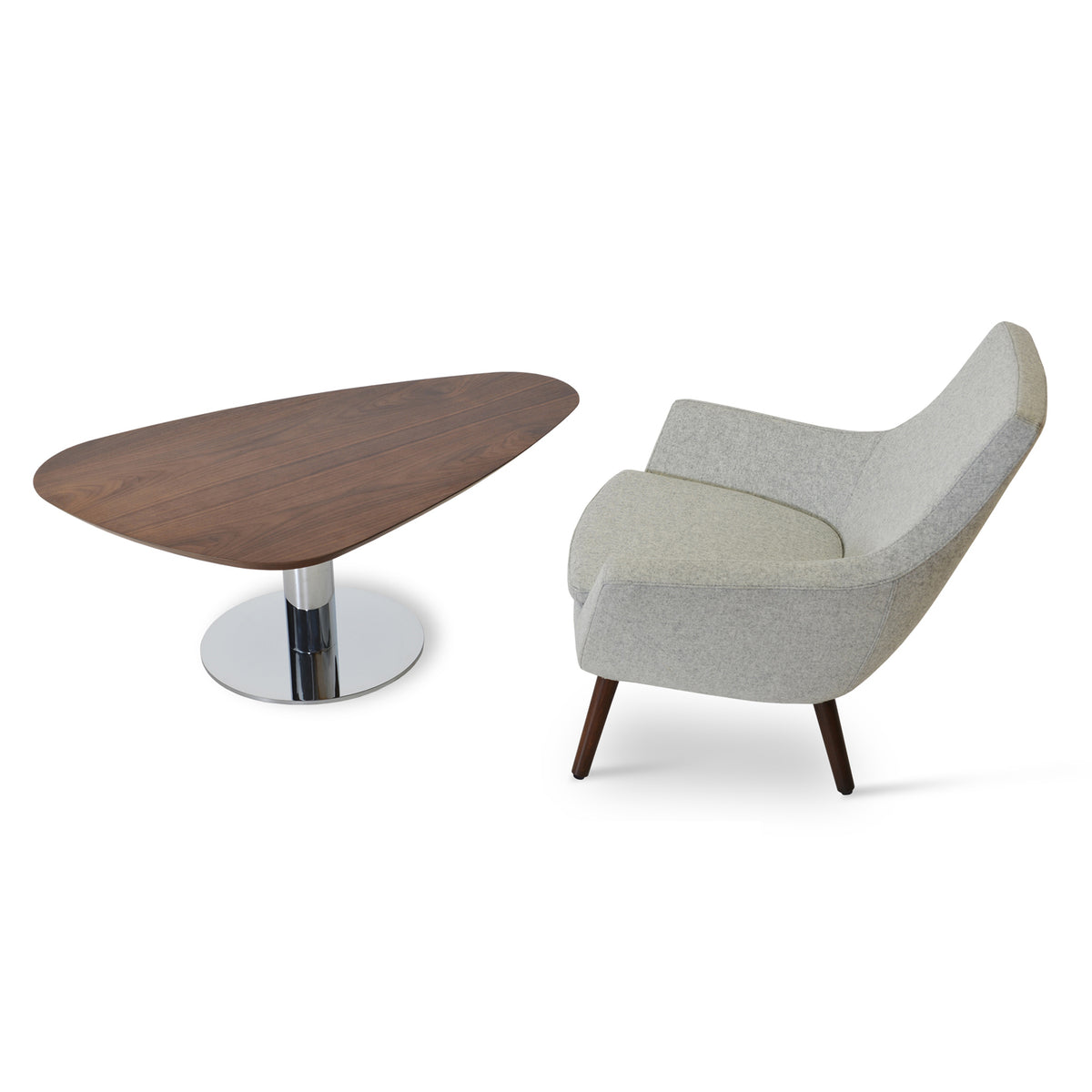 Rebecca Wood Arm Chair by SohoConcept, showing wood arm chair with table.