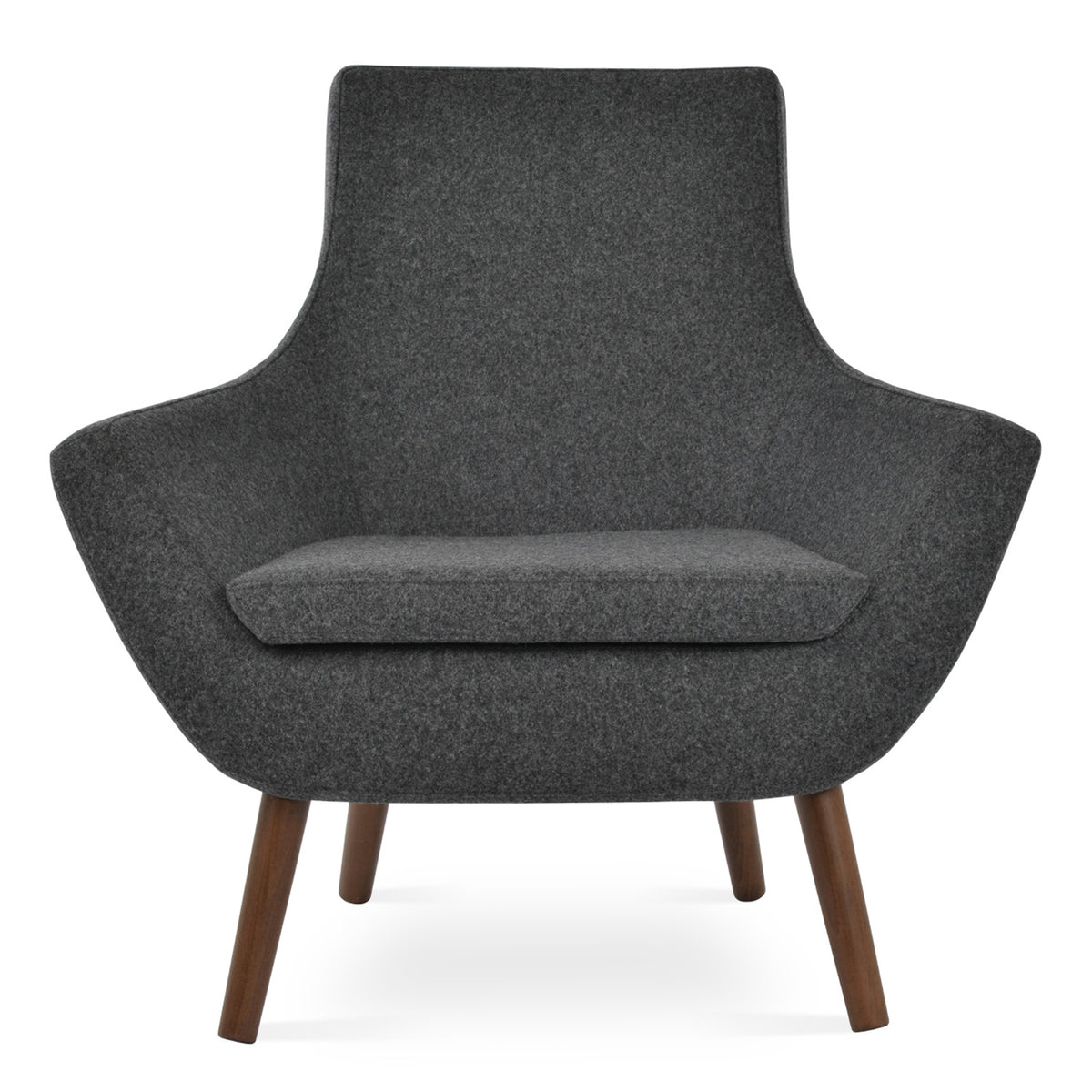Rebecca Wood Arm Chair by SohoConcept, showing front view of wood arm chair.