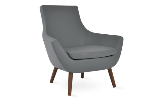 Rebecca Wood Arm Chair by SohoConcept - Solid Beech Wood Walnut, Grey Leatherette