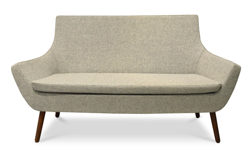 Rebecca Wood Two Seater Sofa by SohoConcept - Solid Beech Wood Walnut, Camira Blazer Silver Wool.