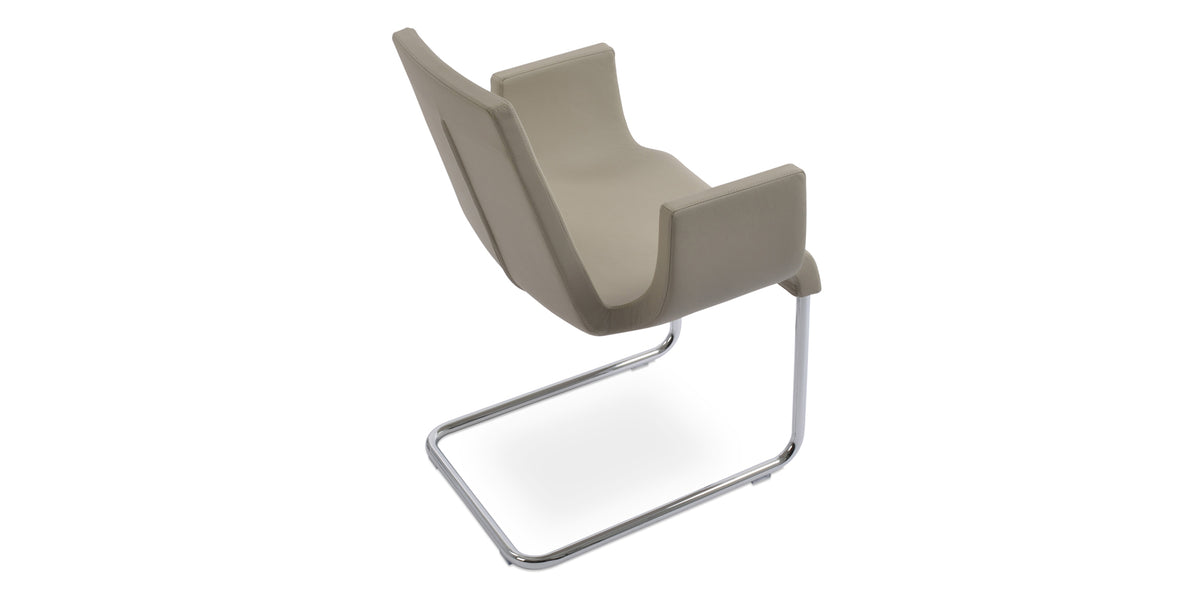 Reis Arm Chair by SohoConcept, showing back angle view of arm chair in bone ppm.