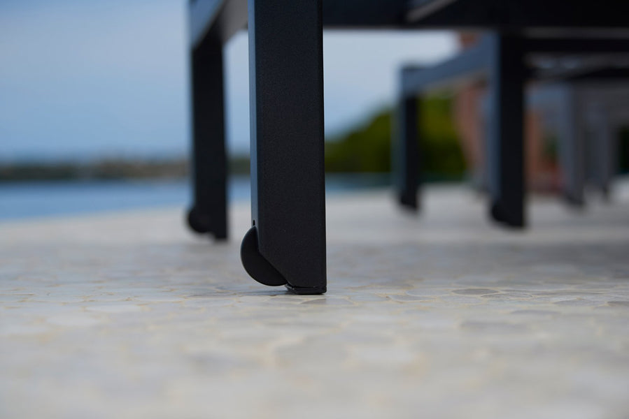 Relax Stackable Sunbed by Cane-Line, showing closeup view of relax stackable sunbed in live shot.