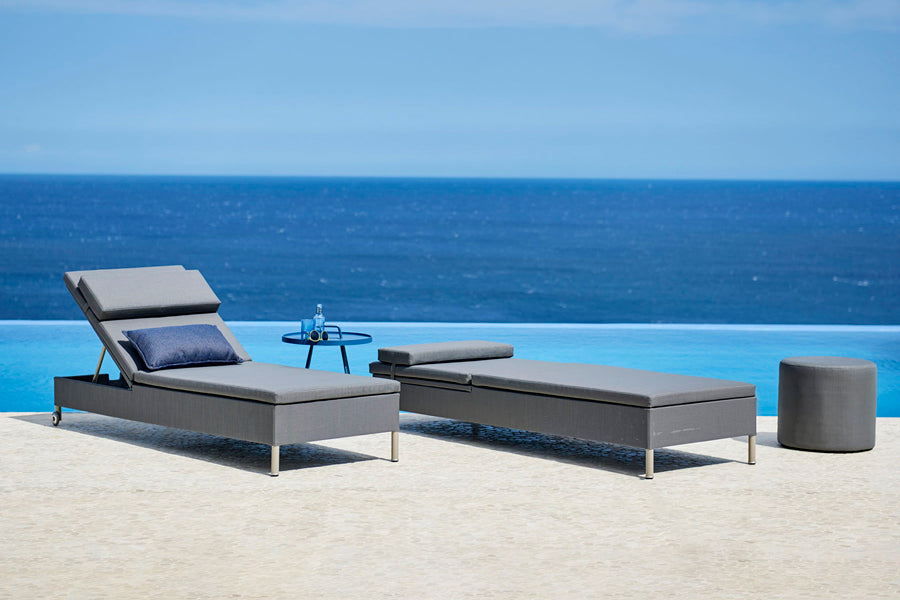 Rest Sunbed by Cane-Line, showing rest sunbeds in live shot.
