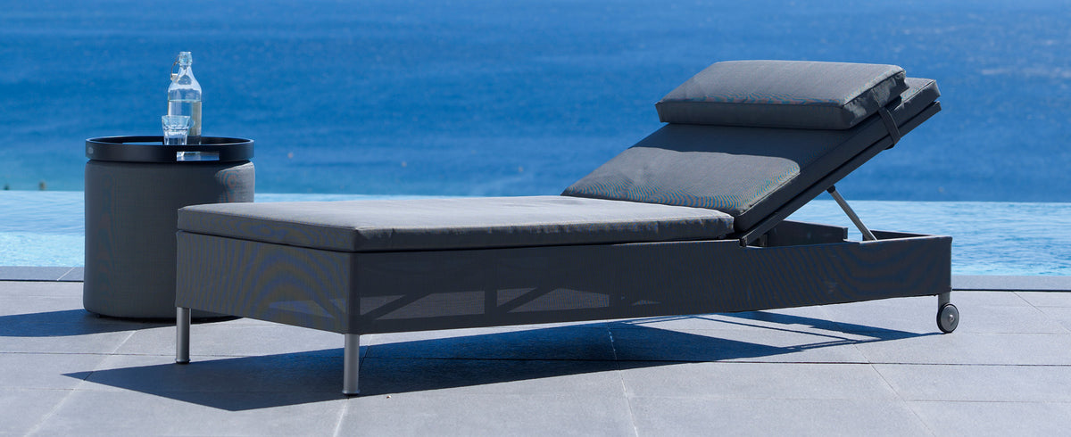 Rest Sunbed by Cane-Line, showing rest sunbed in live shot.