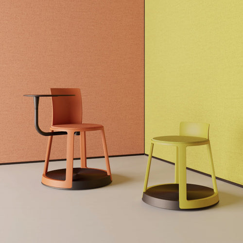 Revo Chair by Toou, showing revo chair with stool in live shot.