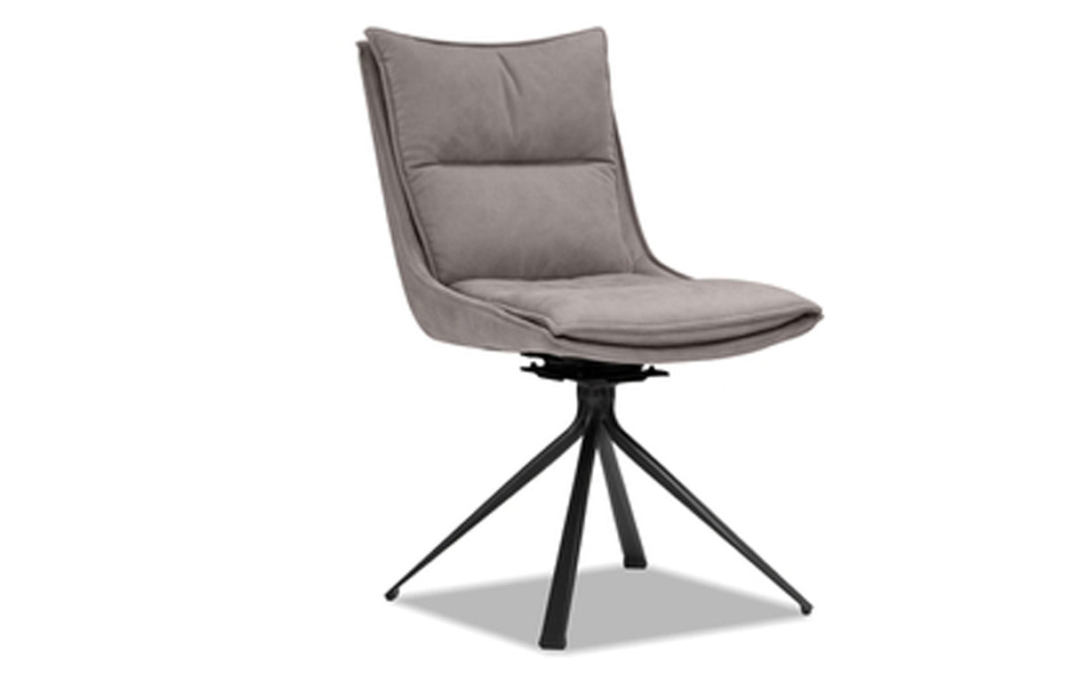 Puccini Swivel Dining Chair by Mobital - Rhino Ultra Suede/Black Powder Coated Legs.